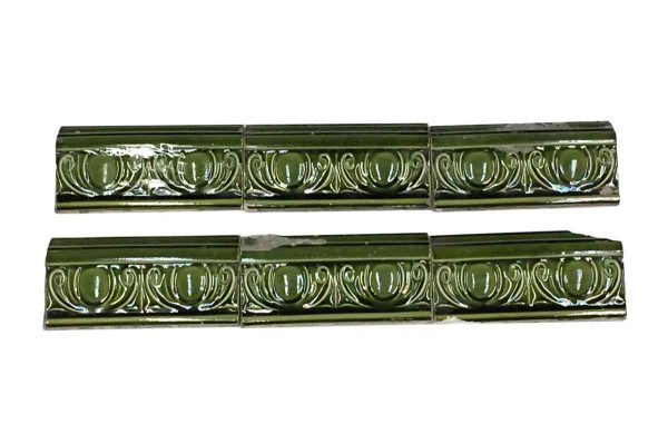 Bull Nose & Cap Tiles - Antique Green Decorative Ledge Tile Set