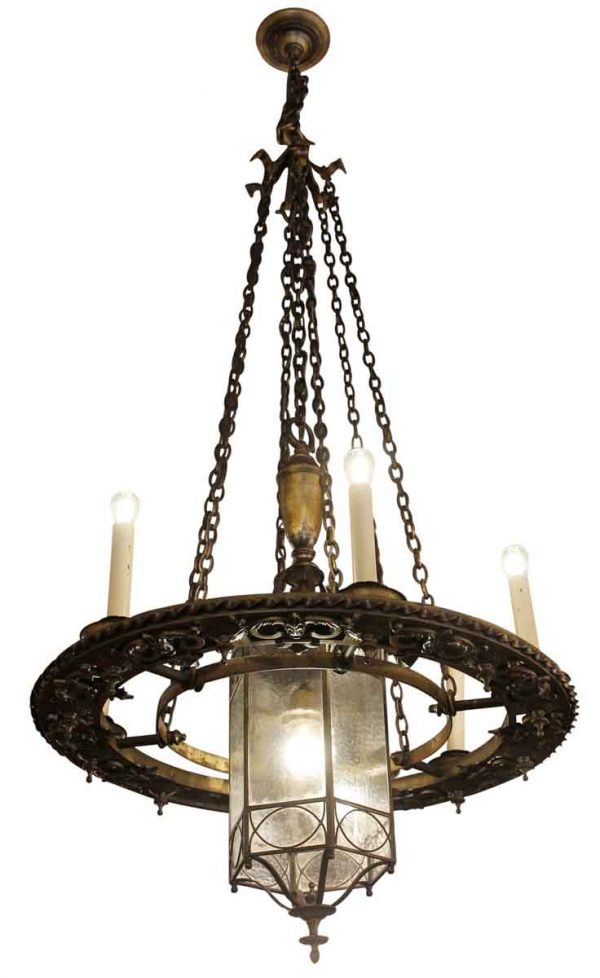 Chandeliers - Antique Bronze Pendant Light with Lantern