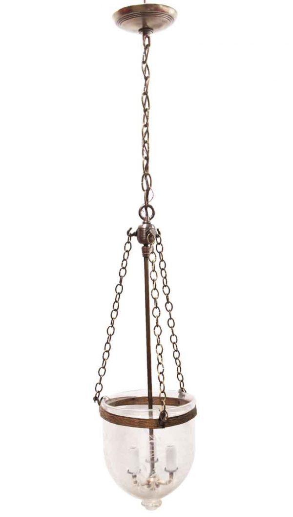 Down Lights - Etched Clear Bell Jar Crystal Pendant Light