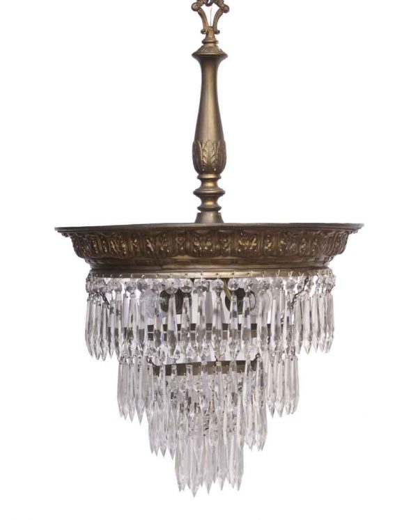 Down Lights - Restored Crystal Fixture with a Brass Finished Steel Rim