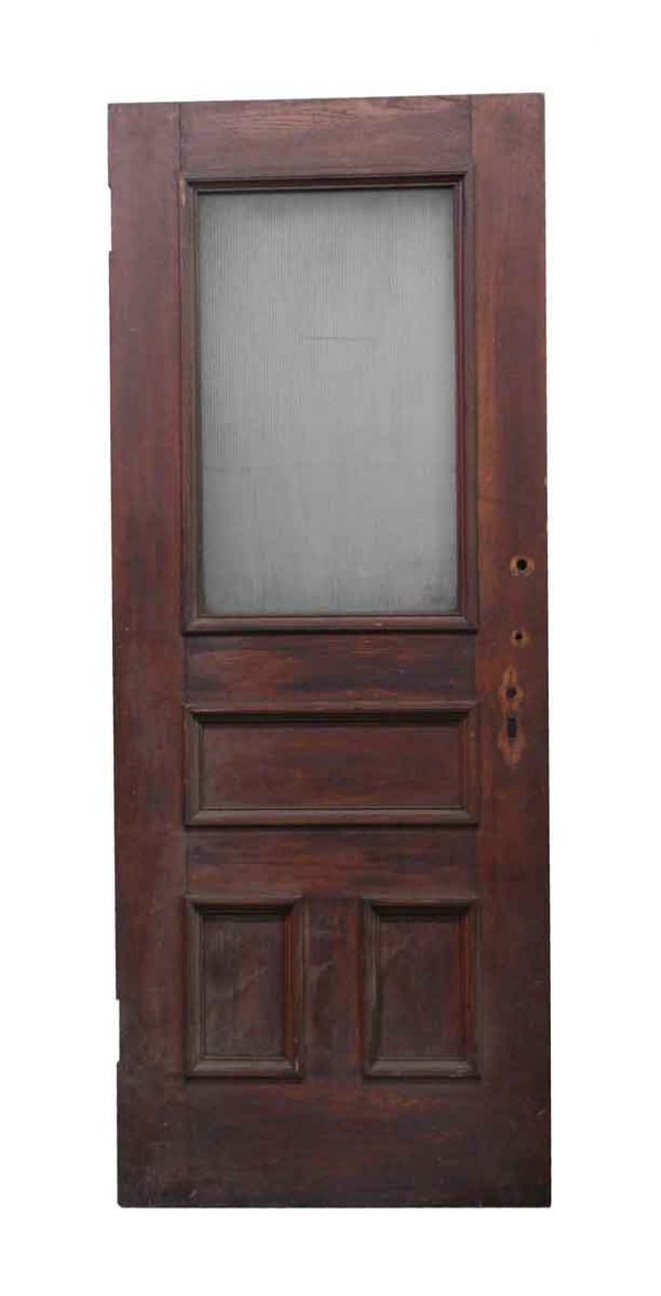 Entry Doors - Wooden Entry Door with Ribbed Glass Pane
