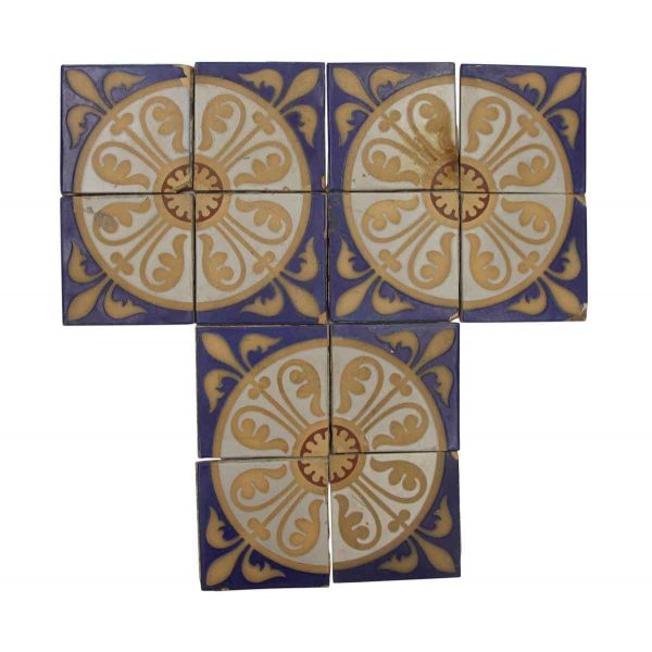 Floor Tiles - Minton 4.25 in. Colorful Quadrant Tile Set