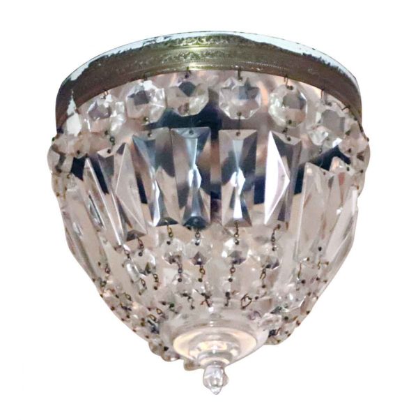 Flush & Semi Flush Mounts - Salvaged Waldorf Petite Crystal Basket Light