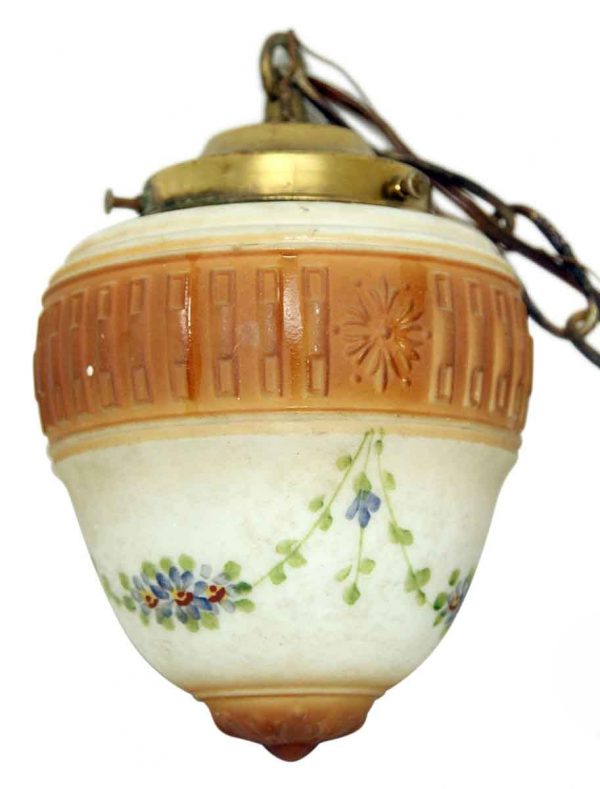 Globes - Floral Hand Painted Cast Glass Pendant Light