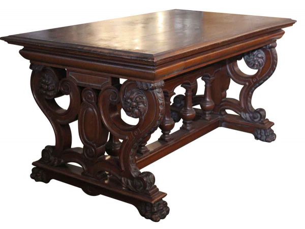 Kitchen & Dining - Late 1800's RJ Horner Carved Wood Library Table