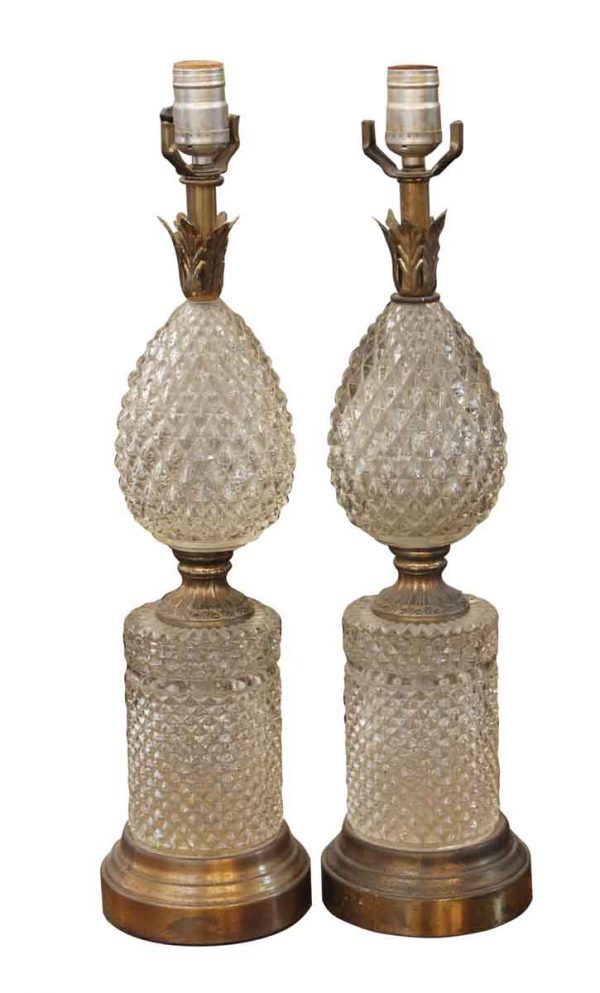 Table Lamps - Pair of French Crystal Pineapple Lamps