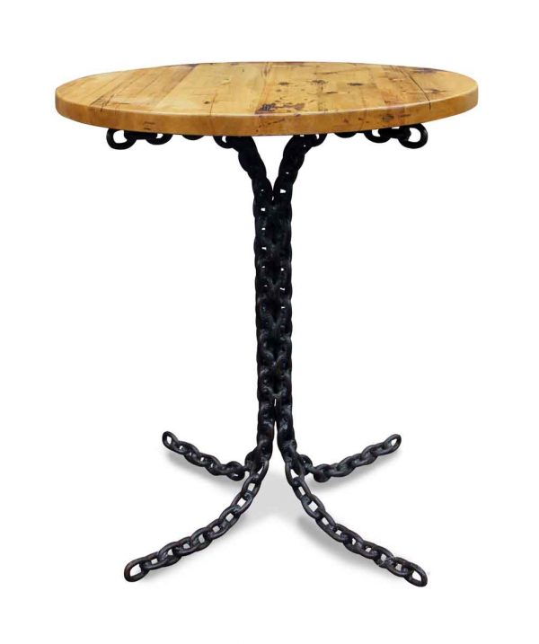 Chain Tables - Bar Height Chain Table with Round Pine Top