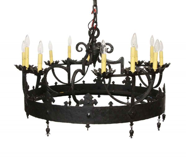 Chandeliers - Huge Gothic 12 Arm Wrought Iron Chandelier