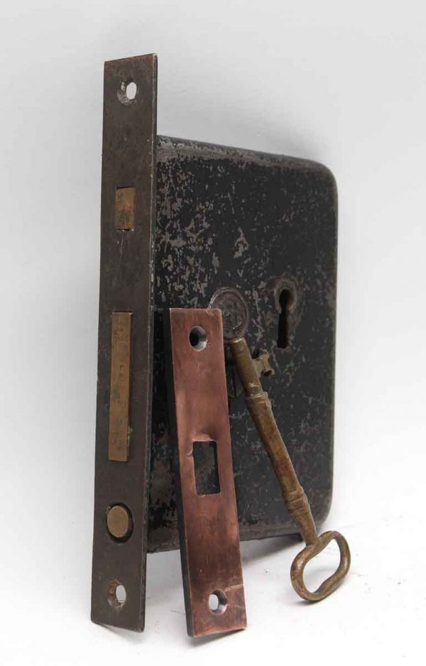 Door Locks - 7.125 in. H Yale Cast Iron & Bronze Pocket Door Mortise Lock