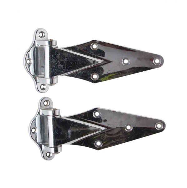 Ice Box Hardware - Pair of Chrome 7 in. Vintage Ice Box Hinges