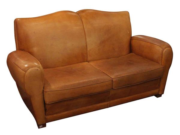 Living Room - Imported Tan Leather Club Sofa