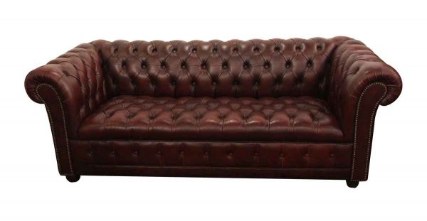 Living Room - Oxblood Burgundy Leather Tufted Chesterfield Sofa