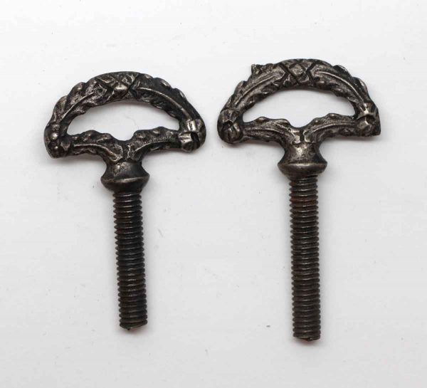 Other Cabinet Hardware - Pair of Nickel Plated Ornate Cheval Mirror Screws
