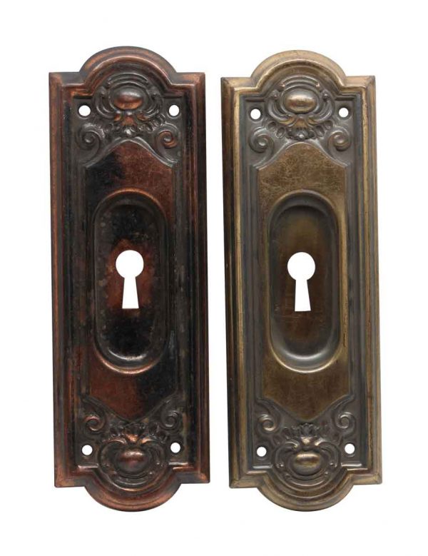 Pocket Door Hardware - Pair of Steel Art Nouveau Pocket Door Plates