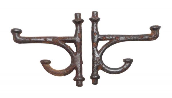 Single Hooks - Cast Iron Antique Pair of Hooks