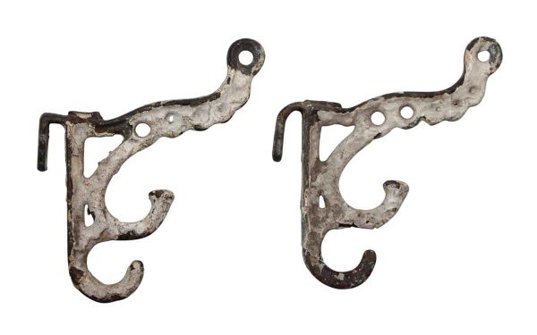 Single Hooks - Pair of Cast Iron Small Vintage Hooks