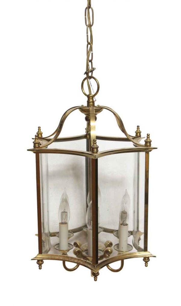 Waldorf Astoria - Waldorf Brass Hexagon Lantern with Concave Glass