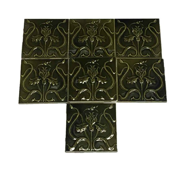 Wall Tiles - Art Nouveau 6 x 6 Green Tile Lot