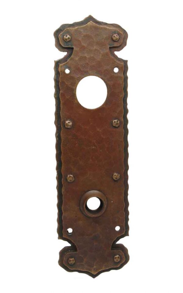 Back Plates - Chantrell Hammered Bronze Arts & Crafts Door Back Plate