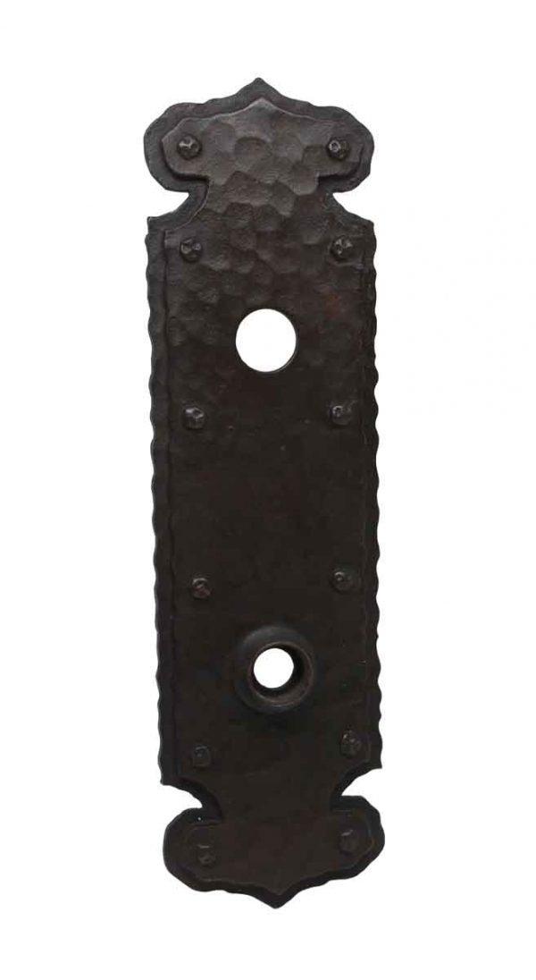 Back Plates - Hammered Bronze Antique Door Back Plate with a Dark Patina