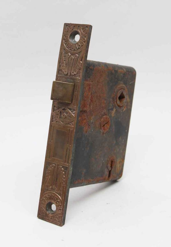 Door Locks - Mallory Wheeler Mortise Lock with Ornate Brass Faceplate
