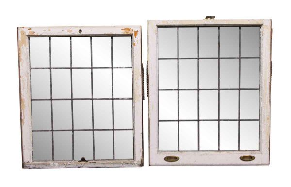 Leaded Glass - 69 in. H Pair of Double Hung Leaded Antique Glass Windows