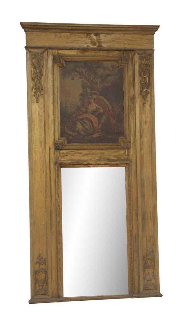 Overmantels & Mirrors - Carved Hand Painted Figural Overmantel Mirror