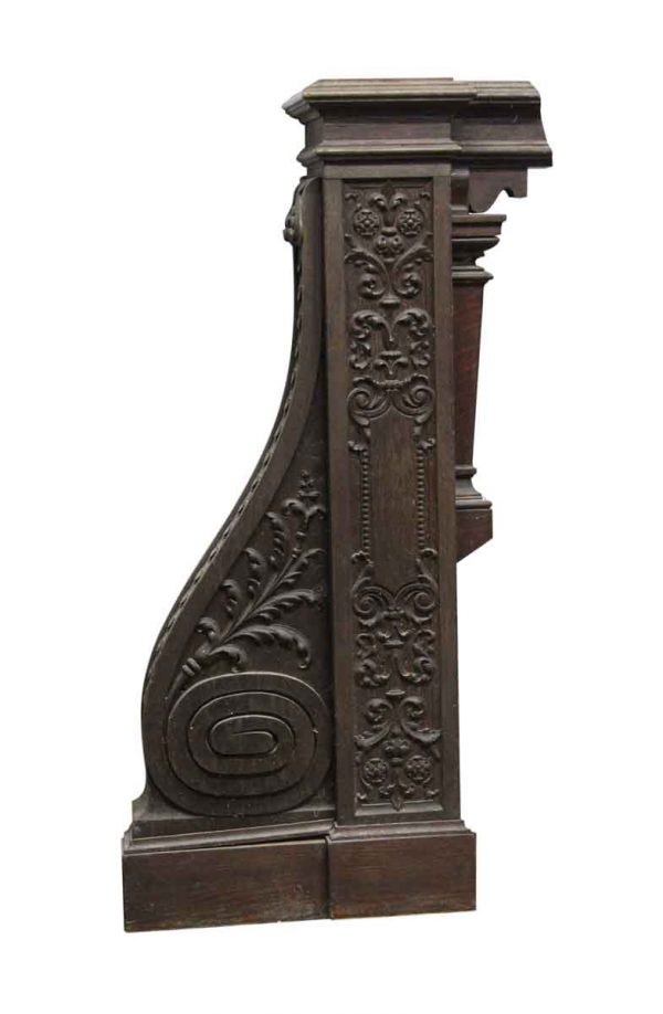 Staircase Elements - Intricately Carved Oak Newel Post from Rose Hill Mansion