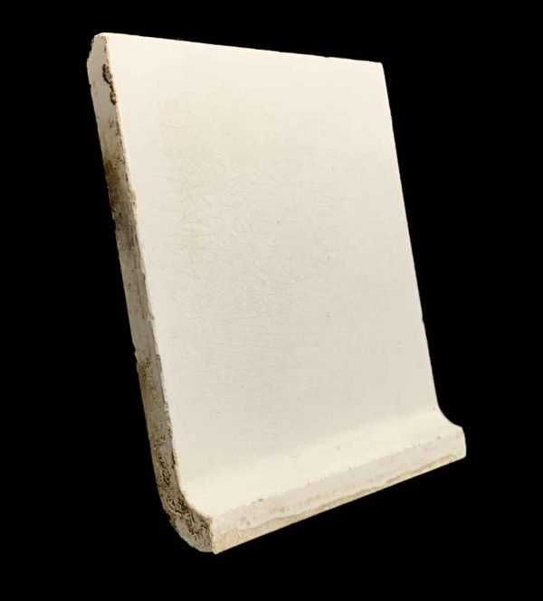 Bull Nose & Cap Tiles - 5.875 in. Square Off White Crackled Base Cap Tile