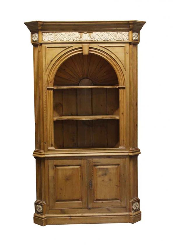 Cabinets - Knotty Pine Alcove Cabinet with Carved Details