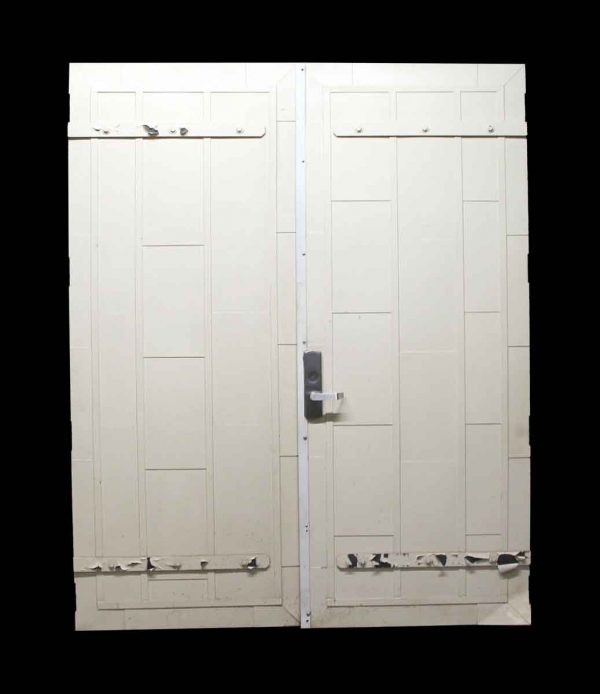 Commercial Doors - Pair of Painted White Fire Doors with Push Bar
