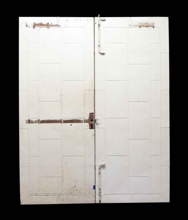 Commercial Doors - Pair of White Painted Metal Fire Doors