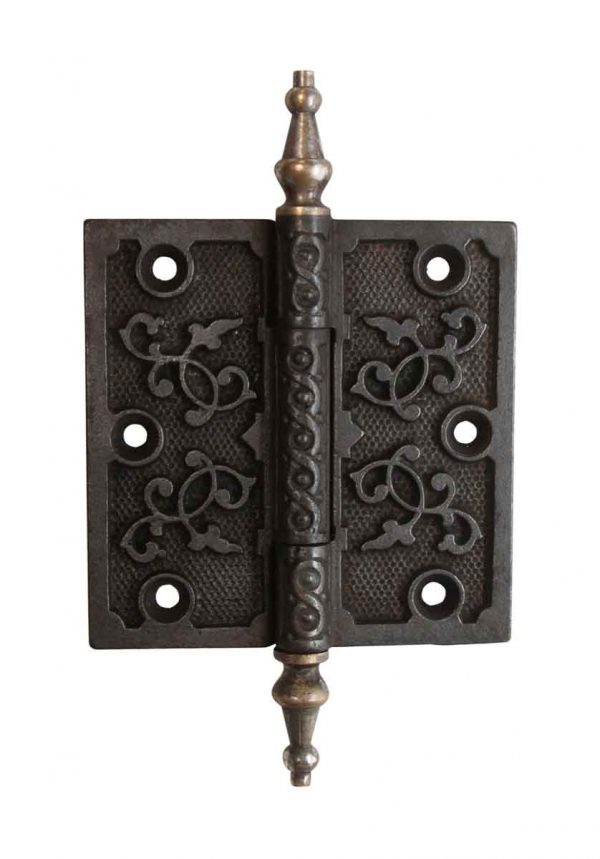 Door Hinges - Antique Victorian Cast Iron 4 x 4 Steeple Tip Butt Door Hinge