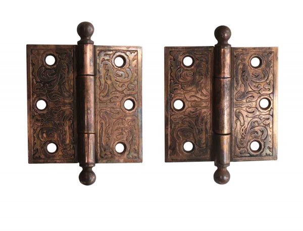 Door Hinges - Pair of 3.5 x 3.5 Aesthetic Brass Plated Steel Butt Door Hinges