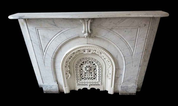 Marble Mantel - New York Brownstone Carved White Carrara Marble Mantel