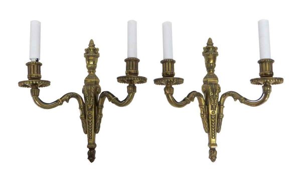 Sconces & Wall Lighting - Pair of French Two Arm Bronze Scones
