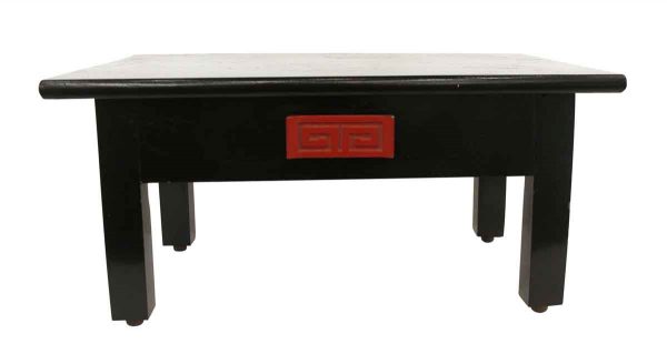 Seating - Japanese Black Wooden Footstool with Drawer
