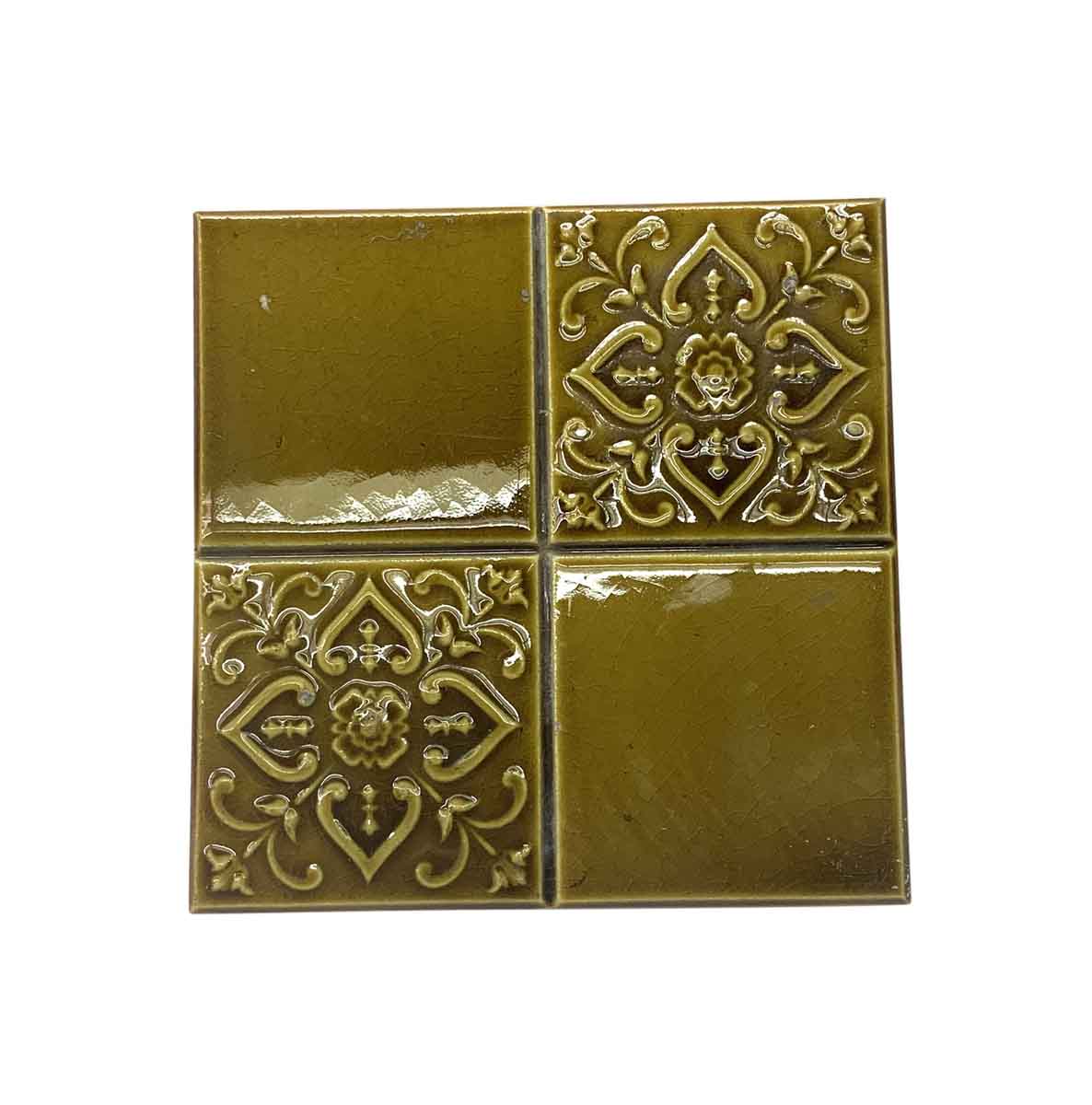 Mustard Yellow 4 Fold Floral 6 x 6 Tile 