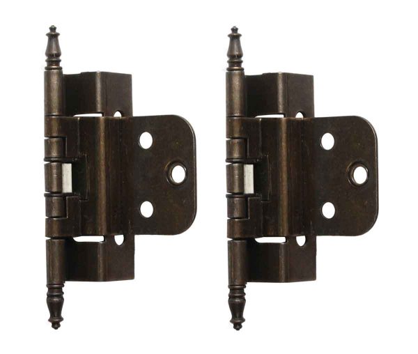 Cabinet & Furniture Hinges - Pair of Steeple Tipped Partial Wrap Brass Hinges