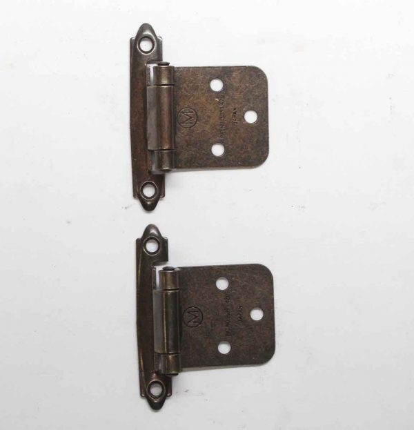 Cabinet & Furniture Hinges - Pair of Two Face Mount Overlay Brass Hinges