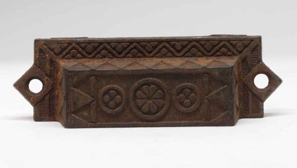 Cabinet & Furniture Pulls - 4.5 in. Aesthetic Floral Cast Iron Bin Pull
