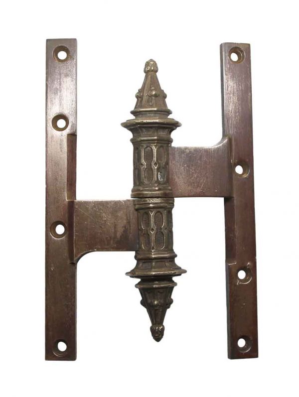 Door Hinges - Brass Paumelle Left Door Hinge with Ornate Steeple Tips