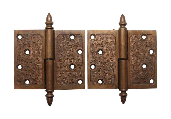 Door Hinges - Pair of 4.5 x 4.5 Right Hand Brass Butt Door Hinges