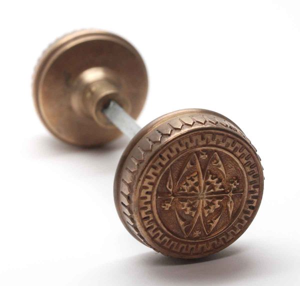 Door Knobs - Pair of Antique Brass Branford Vernacular Door Knobs