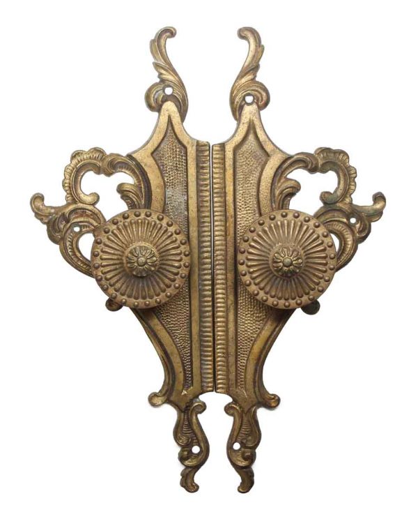 Door Pulls - Antique Art Nouveau Radial Knob Door Pull Set