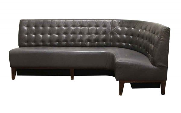 Living Room - Salvaged Gray Curved Vinyl Sofa with Long Extension