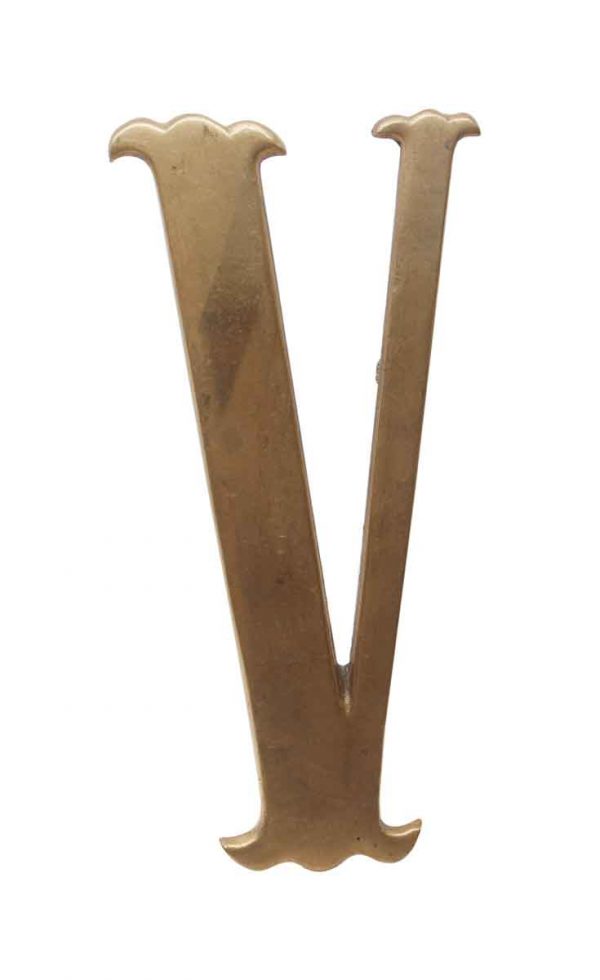 Other Hardware - Small 7.75 in. Solid Brass Letter V