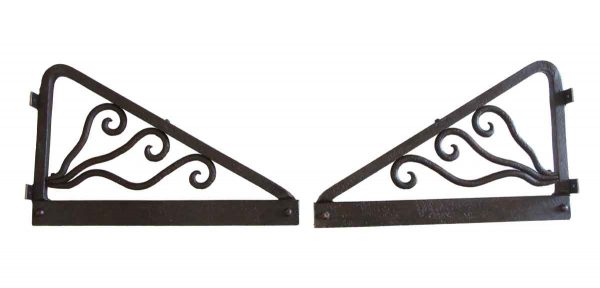 Shelf & Sign Brackets - Pair of Wrought Iron Large Antique Brackets