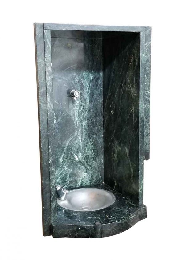 Statues & Fountains - Green White Veined Marble Drinking Fountain