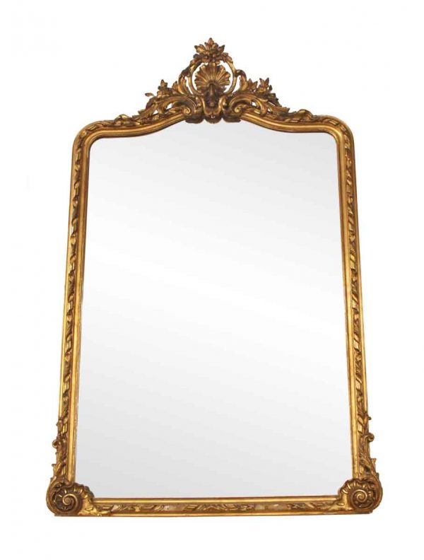 Antique Mirrors - Ornate Gold Gilt Mirror with Cartouche from France